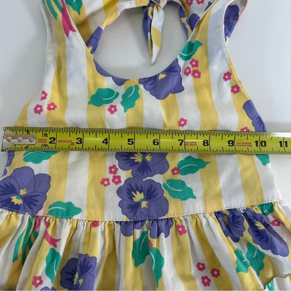 VTG Gymboree Flower Party Pansy Rainbow Label Girls Large Halter Sundress Violet